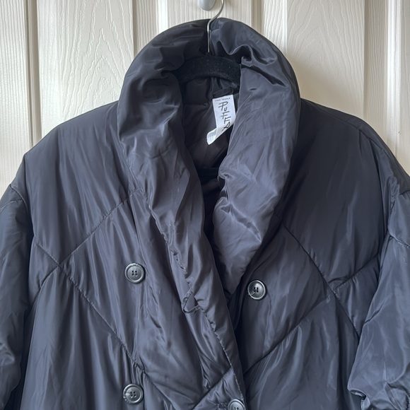 Free People Ela Puffer Longline Oversized Quilted Jacket Black XS - Picture 6 of 15